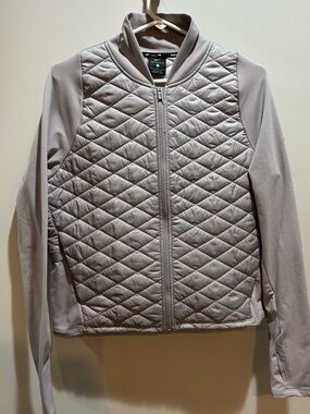 Nike Women's Quilted Bomber Jacket in Light Taupe